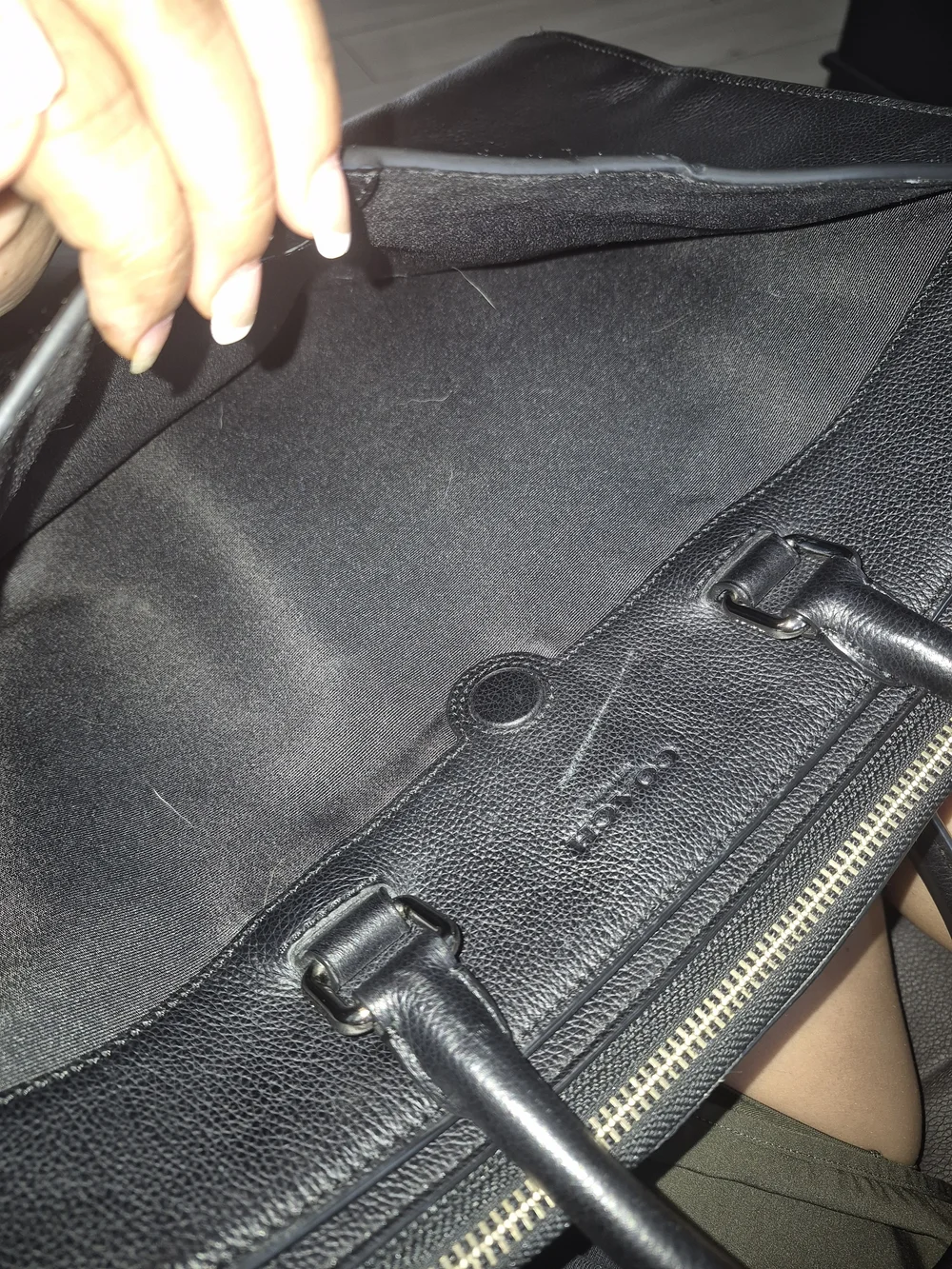 Coach Black Pebbled Leather Work Briefcase with Silver-Tone Hardware